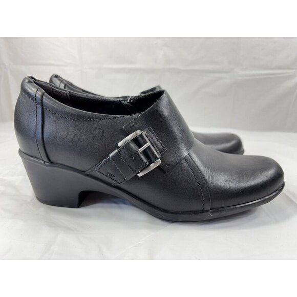 Clarks Genette Vista Black Leather Bootie Women's Size 8.5M - Picture 1 of 12